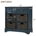 Nestfair Storage Cabinet with 2 Drawers and 4 Classic Rattan Basket