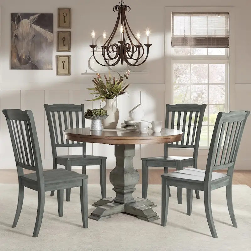 Eleanor 5-pc. Round Sage Green Wood Dining Set by iNSPIRE Q Classic