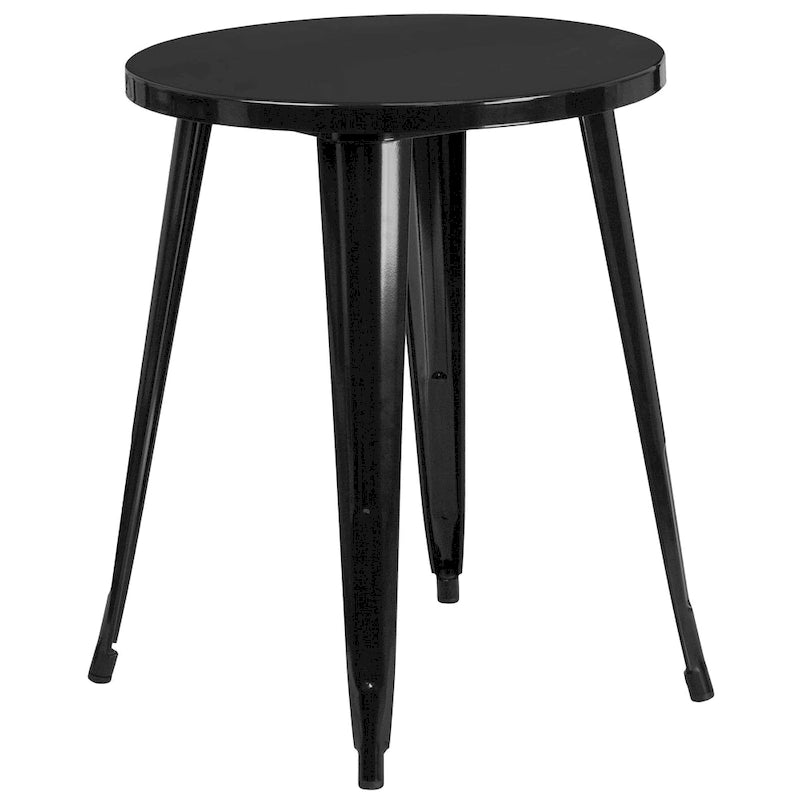 24 Round Metal Indoor-Outdoor Table Set with 2 Arm Chairs