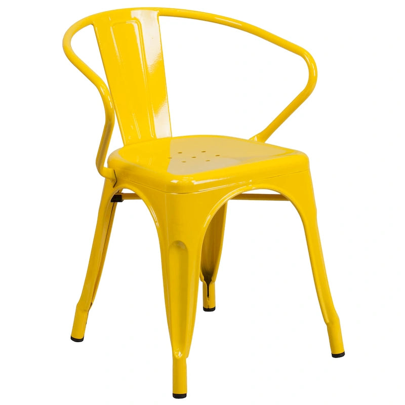 24 Round Metal Indoor-Outdoor Table Set with 2 Arm Chairs