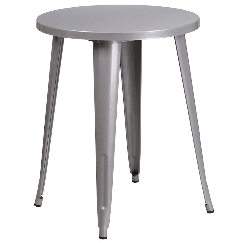 24 Round Metal Indoor-Outdoor Table Set with 2 Arm Chairs