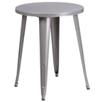 24 Round Metal Indoor-Outdoor Table Set with 2 Arm Chairs