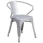 24 Round Metal Indoor-Outdoor Table Set with 2 Arm Chairs