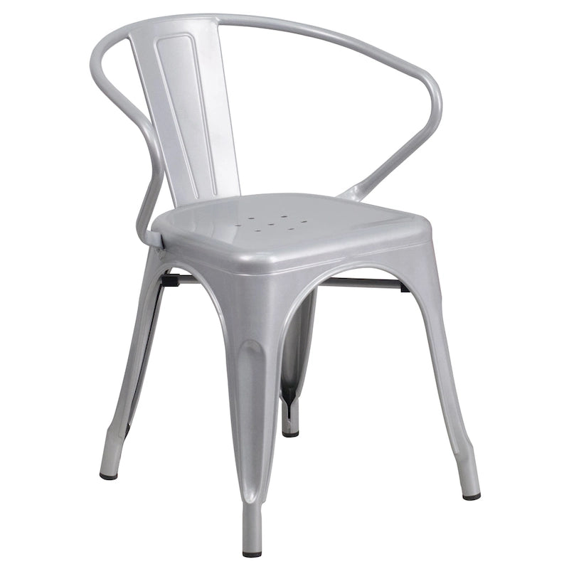 24 Round Metal Indoor-Outdoor Table Set with 2 Arm Chairs