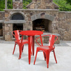 24 Round Metal Indoor-Outdoor Table Set with 2 Arm Chairs