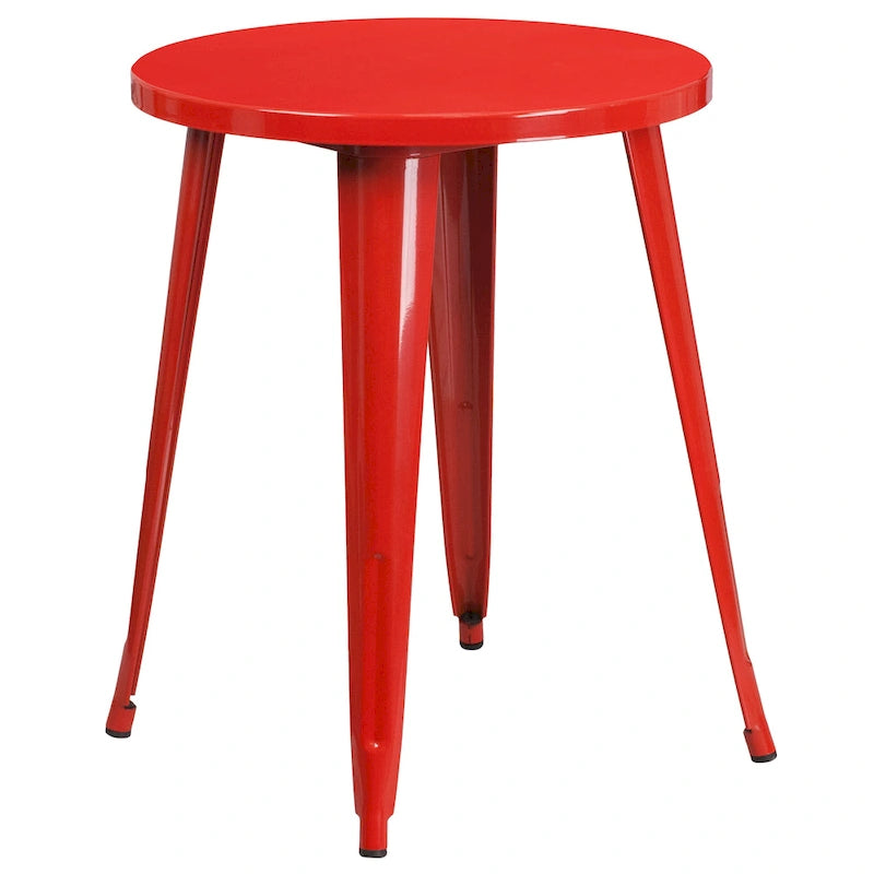 24 Round Metal Indoor-Outdoor Table Set with 2 Arm Chairs