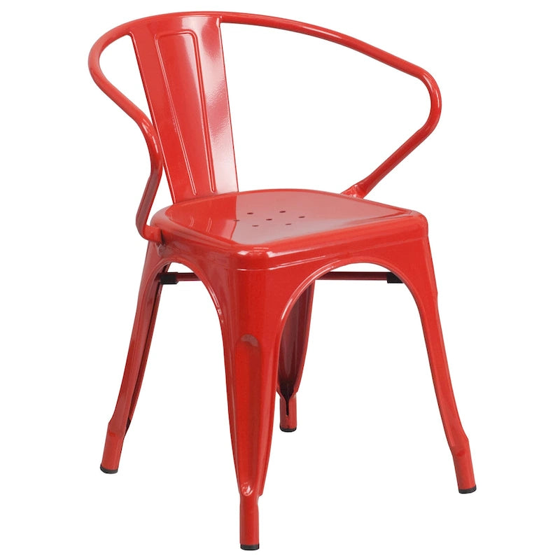 24 Round Metal Indoor-Outdoor Table Set with 2 Arm Chairs