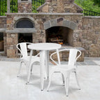 24 Round Metal Indoor-Outdoor Table Set with 2 Arm Chairs