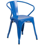 24 Round Metal Indoor-Outdoor Table Set with 2 Arm Chairs