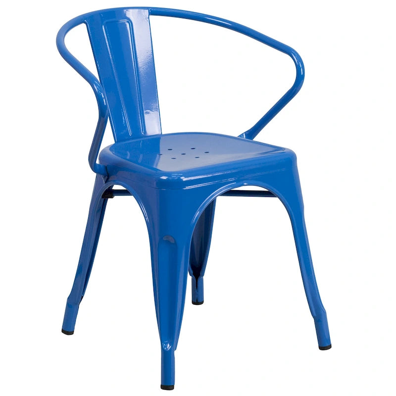24 Round Metal Indoor-Outdoor Table Set with 2 Arm Chairs
