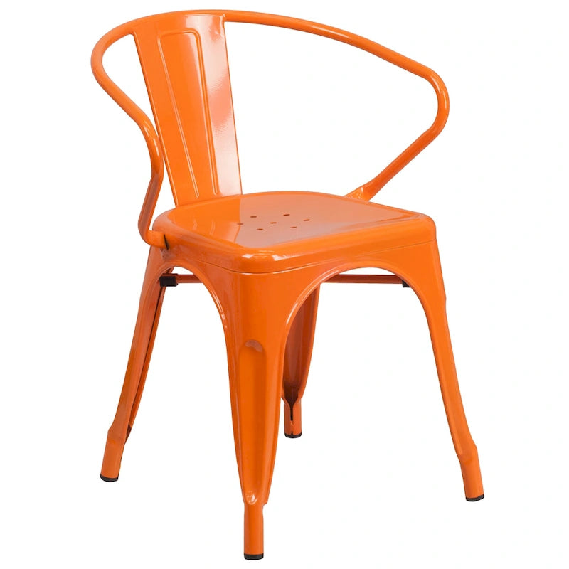 24 Round Metal Indoor-Outdoor Table Set with 2 Arm Chairs