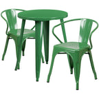 24 Round Metal Indoor-Outdoor Table Set with 2 Arm Chairs