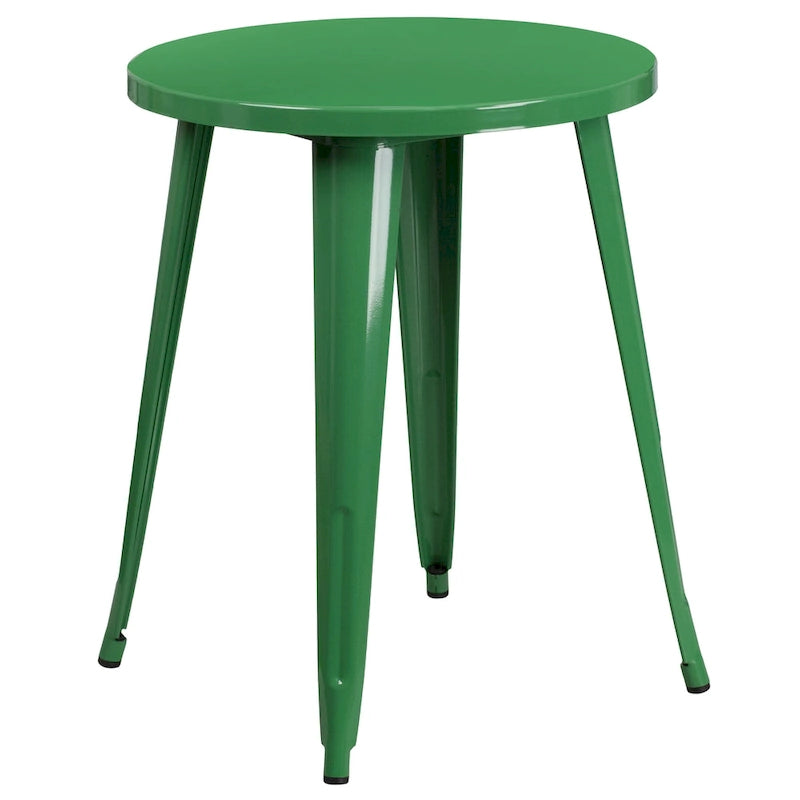 24 Round Metal Indoor-Outdoor Table Set with 2 Arm Chairs