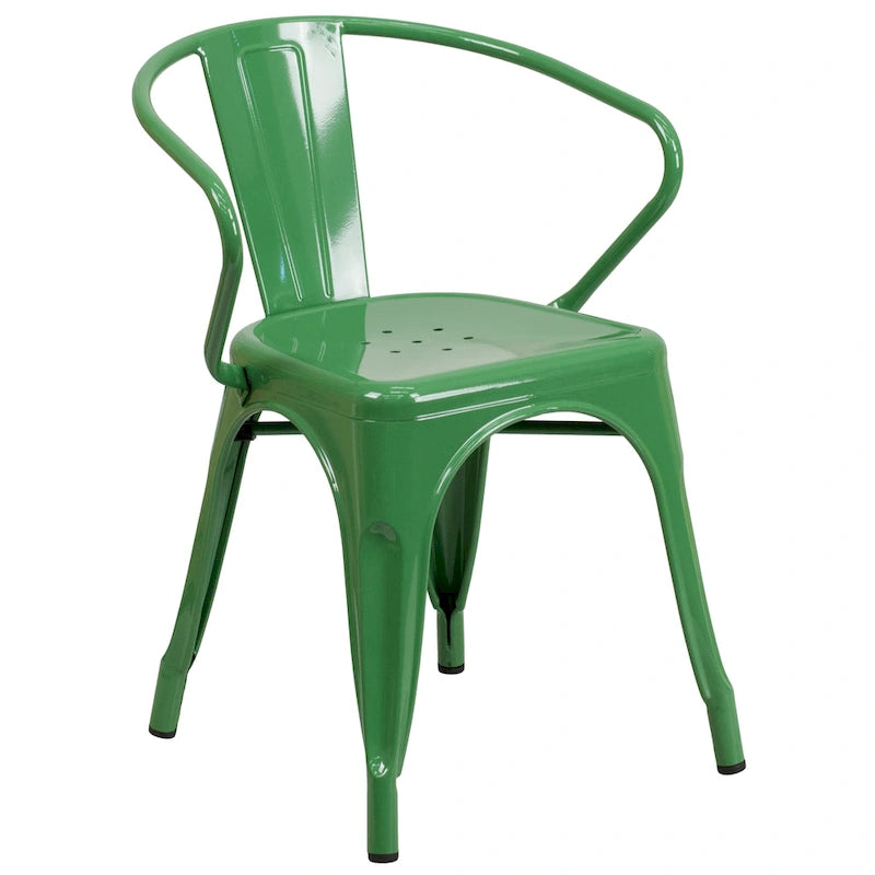 24 Round Metal Indoor-Outdoor Table Set with 2 Arm Chairs