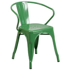 24 Round Metal Indoor-Outdoor Table Set with 2 Arm Chairs