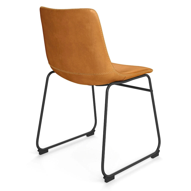 Petra Vegan Leather Side Chairs with Black Legs (Set of 2)