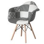 Mid-Century Modern Style Fabric Lined Armchair with Beech Wooden Legs
