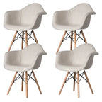 Mid-Century Modern Style Fabric Lined Armchair with Beech Wooden Legs