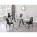 Somette Modern Dining Table with Extendable Glass Top & Solid Wood Legs