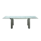 Somette Modern Dining Table with Extendable Glass Top & Solid Wood Legs