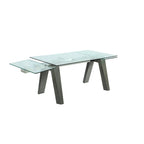 Somette Modern Dining Table with Extendable Glass Top & Solid Wood Legs