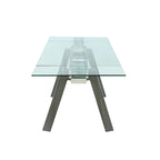 Somette Modern Dining Table with Extendable Glass Top & Solid Wood Legs