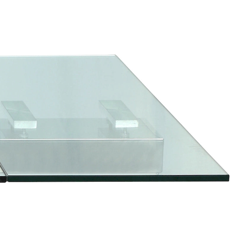 Somette Modern Dining Table with Extendable Glass Top & Solid Wood Legs