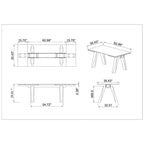 Somette Modern Dining Table with Extendable Glass Top & Solid Wood Legs