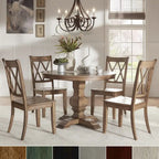 Eleanor Oak Round Solid Wood Top and X Back Chairs 5-piece Dining Set by iNSPIRE Q Classic