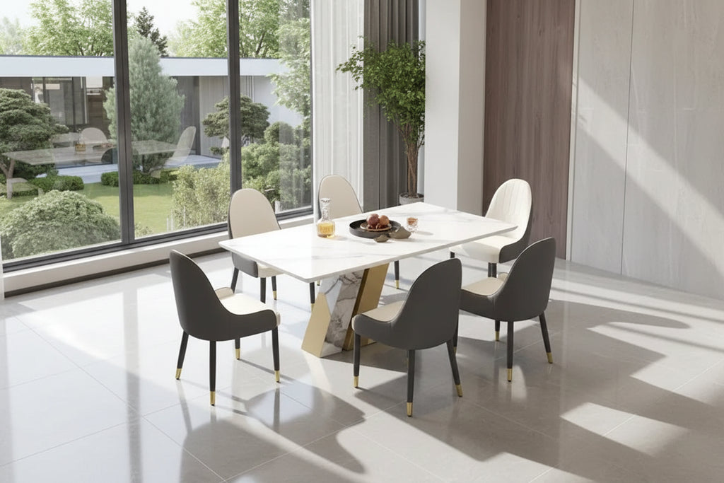 Faux Marble Dining Table Slate Table for Dining Room Kitchen