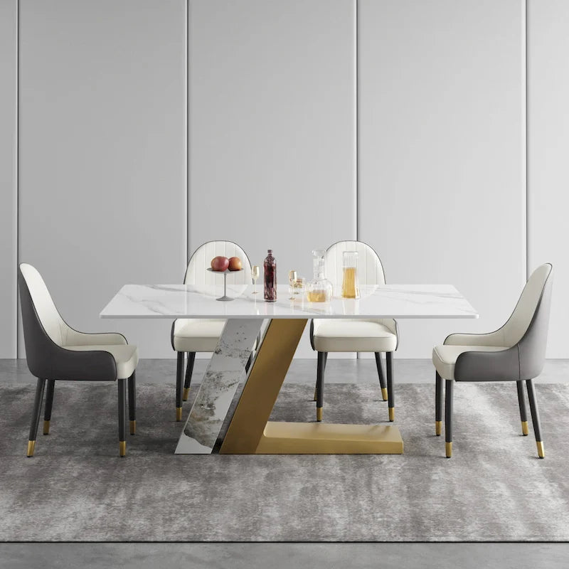 Faux Marble Dining Table Slate Table for Dining Room Kitchen