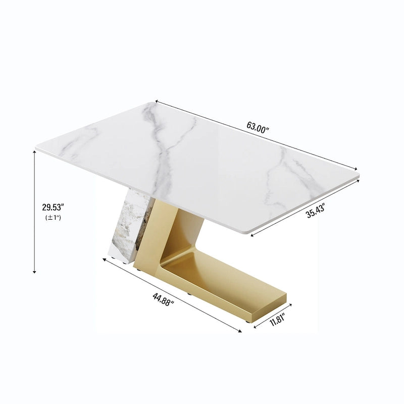 Faux Marble Dining Table Slate Table for Dining Room Kitchen