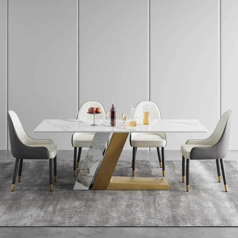 Faux Marble Dining Table Slate Table for Dining Room Kitchen