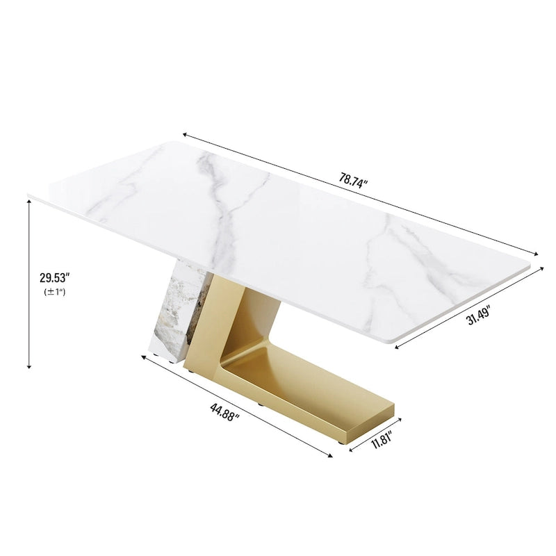 Faux Marble Dining Table Slate Table for Dining Room Kitchen