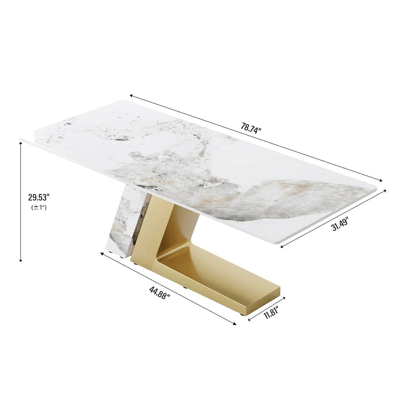 Faux Marble Dining Table Slate Table for Dining Room Kitchen