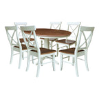 36 Round Extension Dining Table with X-Back Chairs
