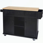 Kitchen Cart with 5 Wheels with Storage Cabinet and 3 Drawers