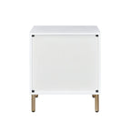 Myles Nightstand, White, Champagne & Gold Finish