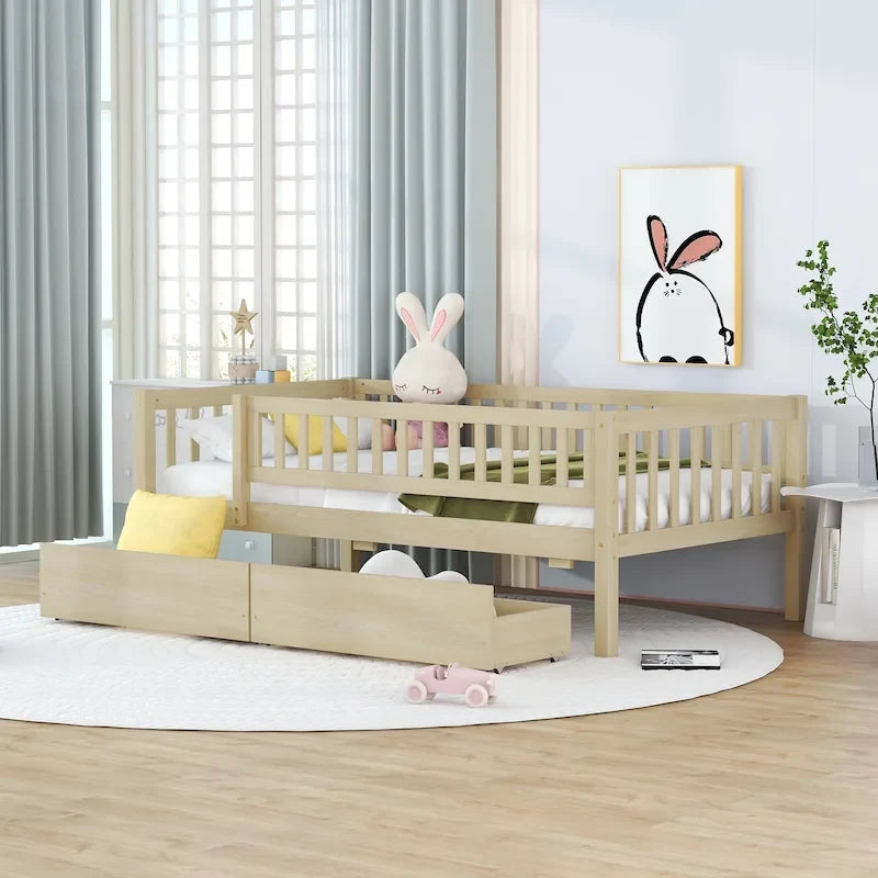 Platform bed Daybed Wood Bed with Two Drawers