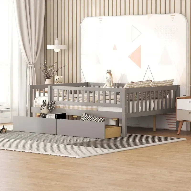 Platform bed Daybed Wood Bed with Two Drawers
