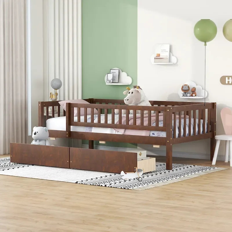 Platform bed Daybed Wood Bed with Two Drawers