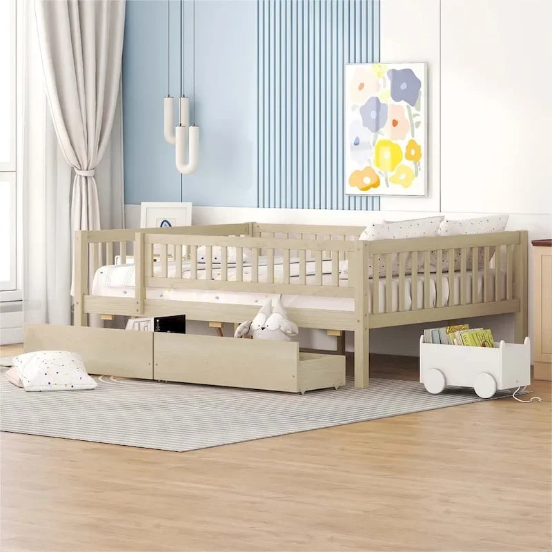 Platform bed Daybed Wood Bed with Two Drawers