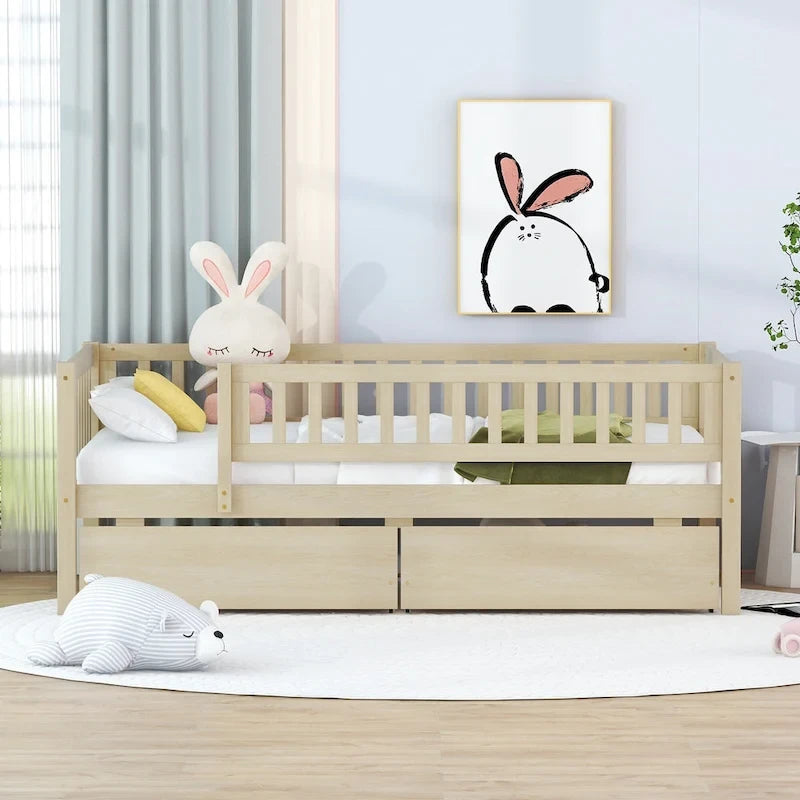 Platform bed Daybed Wood Bed with Two Drawers