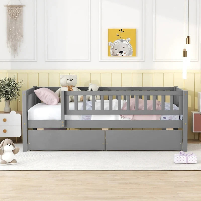 Platform bed Daybed Wood Bed with Two Drawers