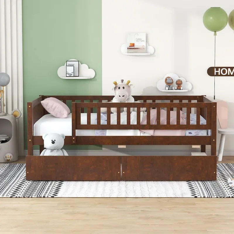 Platform bed Daybed Wood Bed with Two Drawers