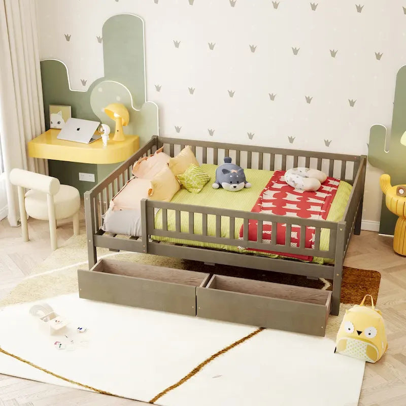 Platform bed Daybed Wood Bed with Two Drawers