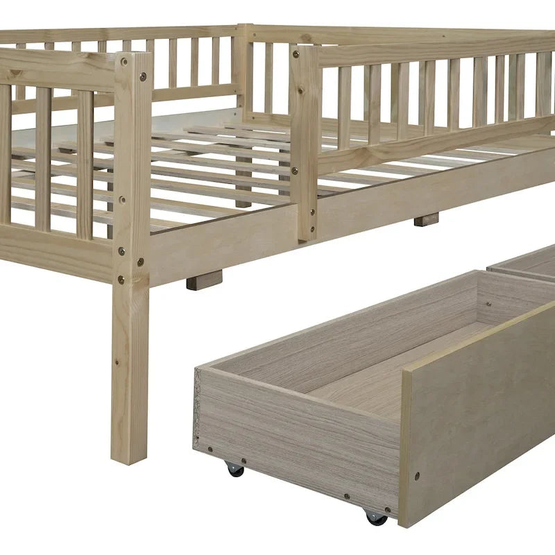 Platform bed Daybed Wood Bed with Two Drawers