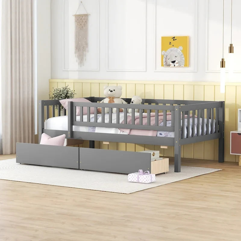 Platform bed Daybed Wood Bed with Two Drawers