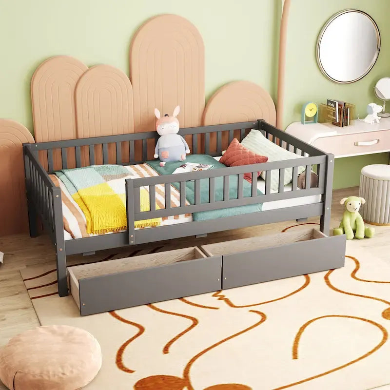 Platform bed Daybed Wood Bed with Two Drawers