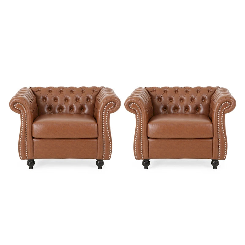 Silverdale Traditional Chesterfield Club Chairs (Set of 2) by Christopher Knight Home